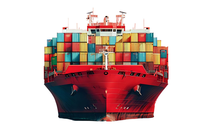 Cargo ship loaded with freight containers
